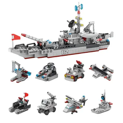 Askeri Yapım Blok Seti, Uçak Gemisi ve Roket Modelli, Küçük Parçalı - 8