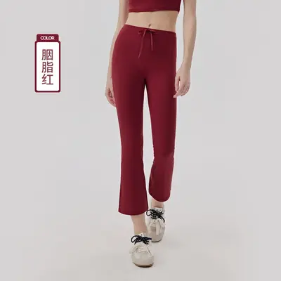 Kadın kısa yoga flare pantolon, yüksek bel, 8/10 boy, pilates fitness - 8