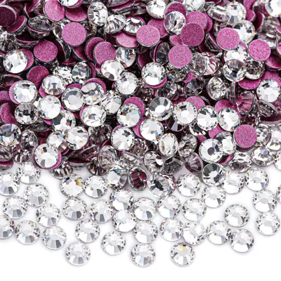 White Series Flat-Back Round Nail Art Rhinestones, Glass Imitation - 10