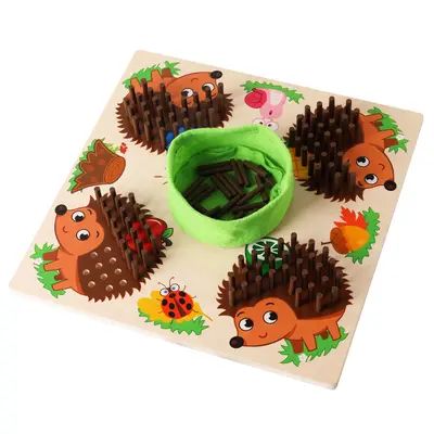 Wooden hedgehog game, sensory education, Montessori learning tool - 6