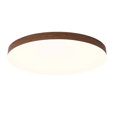 Vintage-Style Bedroom Ceiling Light, Walnut Wood, Ultra-Thin Round LED Fixture 125L