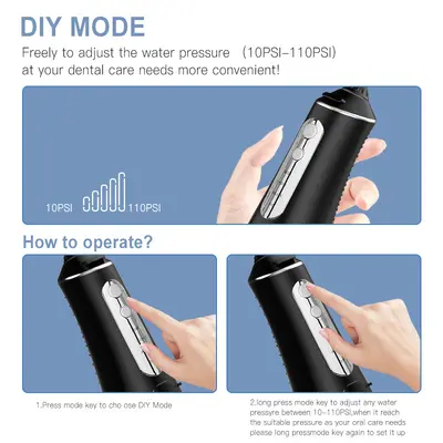 Handheld Portable Mini Water Flosser, 3 Modes, 300 ml Water Tank - 3