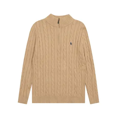 Polo Logolu Yarım Balıkçı Yaka Fermuarlı Örgü Kazak Unisex Uzun Kollu Çift Kombini - 8