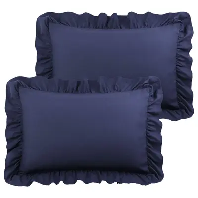 Satin Ruffle Pillowcase, Solid Color, Single and Double Size - 11