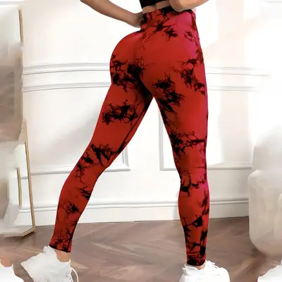 Nahtlose Batik-Yogahose, hohe Taille, schnelltrocknend - 4