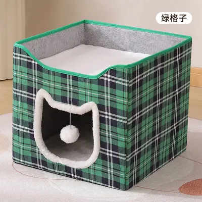 Foldable Winter Cat Bed with Three-Layer Sisal Scratching Surface - 7