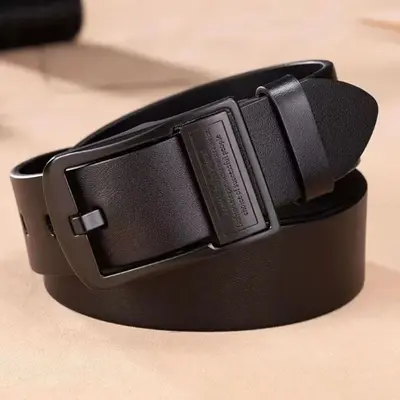 Sınır ötesi erkek hakiki deri pin tokalı kemer retro kemer moda rahat hakiki inek derisi kot kemer üreticisi toptan - 4