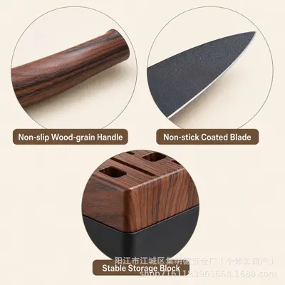 外贸出口不锈钢厨房刀具套装不粘喷漆刀具七件套锋利切菜刀切片刀