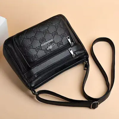 Middle-Aged Women's Large Soft Leather Crossbody Shoulder Bag - 7