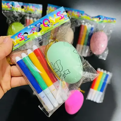 Children's DIY Hand-Painted Coloring Easter Egg Set, Educational - 4