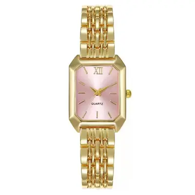 Women's square quartz watch, steel strap, minimalist design