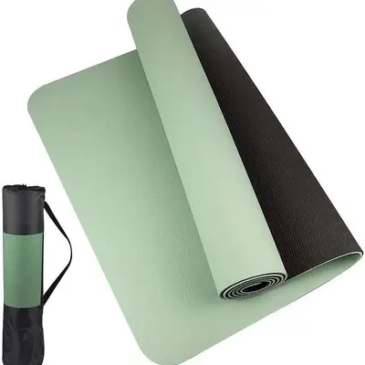 TPE yoga mat 6mm, dual-color, universal size, with carry set - 11