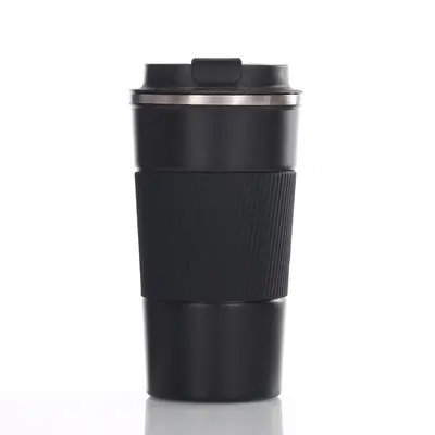 新款304不锈钢保温杯 带硅胶套三代咖啡杯翻盖车载汽车杯厂家批发 - 7