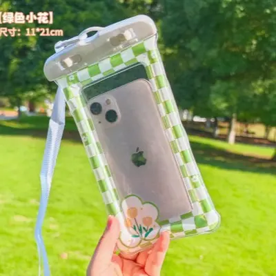 Inflatable waterproof phone pouch with touchscreen for swimming and diving - 12