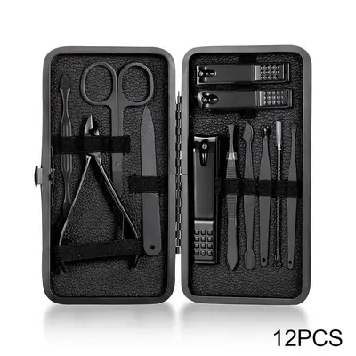 Cross-Border Nagelknipser-Set, schwarz, 18-teilig, sofort lieferbar, Edelstahl-Komplettset mit Maniküre- und Nagelschneidewerkzeugen, Nagelknipser. - 9