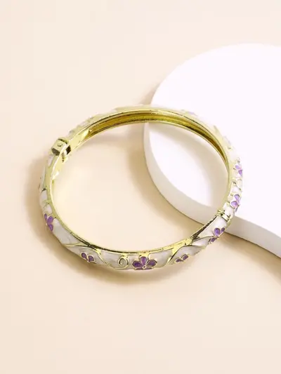 New Jingdezhen Cloisonné Bracelet Palace Style Enamel Painted Bangle Drip Oil Floral Series Open Cuff Rhinestone Jewelry Wholesale - 9