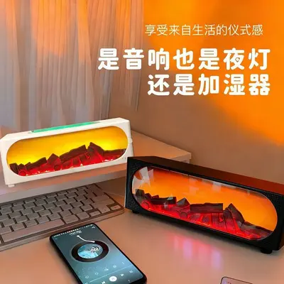 Fireplace Flame Aroma Diffuser Humidifier with Bluetooth Speaker - 3