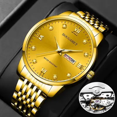 Men's waterproof automatic mechanical watch with calendar, large dial