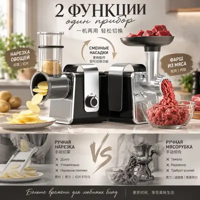 Electric meat grinder fully automatic 2-in-1 sausage maker