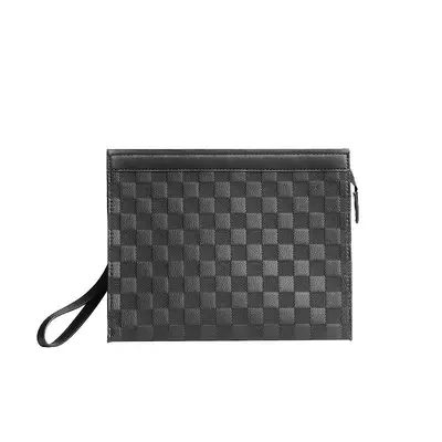 Men's Retro Plaid Clutch with Multiple Compartments for Phone and Documents - 13