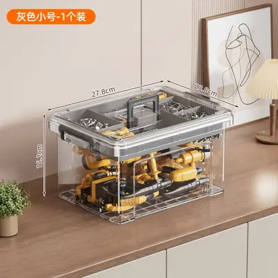 透明可视双层工具箱收纳盒家用大容量螺丝零件分类整理箱电钻储物 - 8