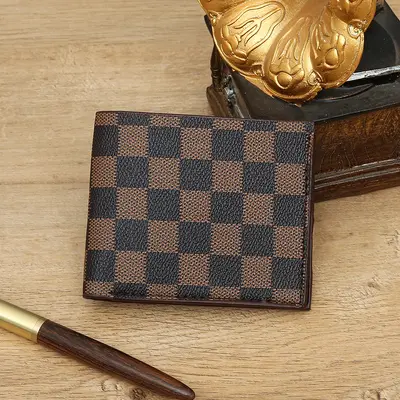 Herren-Kurzbrieftasche, Schachbrettmuster, RFID-Schutz - 1