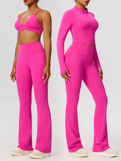 Women's Yoga Set, High Elasticity, Nude-Feel, Three-Piece Set - 6
