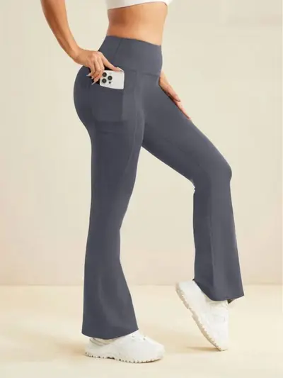 Kadın Yoga Pantolonu Mikro Flare Yan Cepli Yüksek Bel - 8