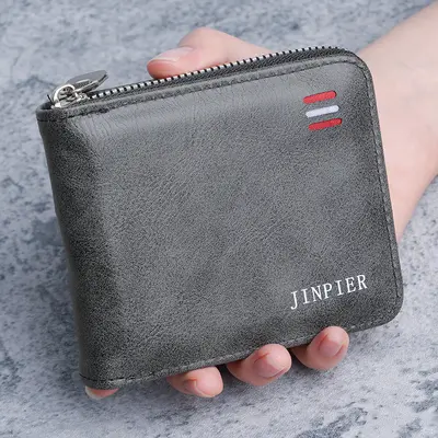 Men's Short Wallet with Multiple Card Slots and Large Coin Pocket - 7