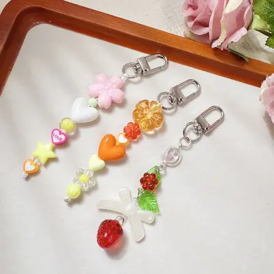 Cross-border Amazon Multiple Sets Dopamine Colorful Mini Keychain Bag Charm Phone Charm Decorative Strap - 4