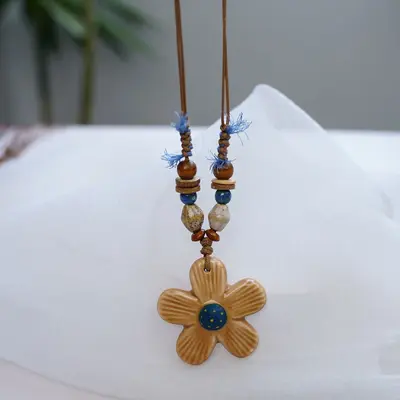 Jingdezhen Ceramic Mushroom Pendant Necklace - 8