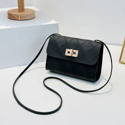 2024 New Diamond Embossed Locked Crossbody Small Square Bag Daily Simple Coin Purse Fashion Small Bag Dropshipping - 7