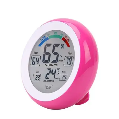 New Round Touch Screen Thermometer Hygrometer with Clock Alarm Household Digital Temperature and Humidity Meter 3305F