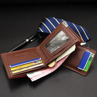 MenBense Men's Short Wallet with Iron Edge Card Holder - 3