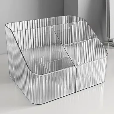 Clear Acrylic Cosmetics Storage Box with Pen Holder - 6