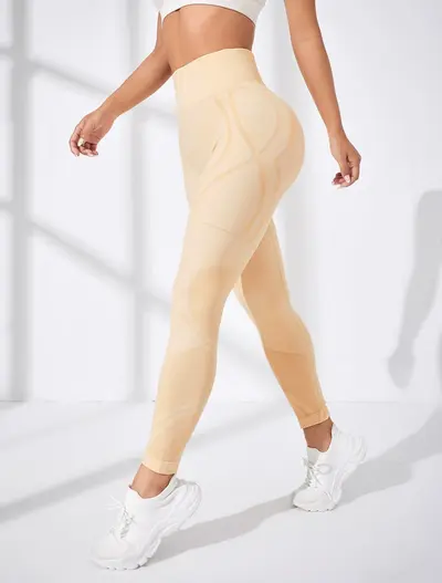 Kadın yüksek bel kalça kaldırıcı dikişsiz yoga tayt pantolon, karın sıkılaştırıcı, nem emi