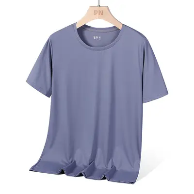 Herren-Laufshirt aus Eisseide, kurzarm, locker, elastisch, schnelltrocknend, Plus Size - 10