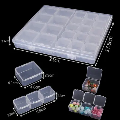 Transparent Portable Rectangular Plastic Storage Box Set for DIY Jewelry and Nail Art - 13