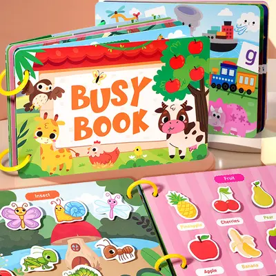 Children's Quiet Book with Velcro Puzzle, Reusable Early Education Busy Book - 2