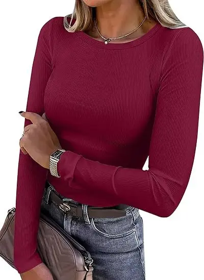 Damen-Langarmshirt, schmal, gerippt, Rundhals, elastisch - 13