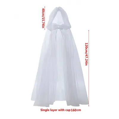 Three-Layer Black Mesh Witch Cape with Hood for Halloween Cosplay - 10