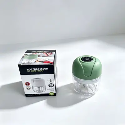 Mini Elektro-Küchenmaschine, USB-aufladbar, grün/weiß - 7