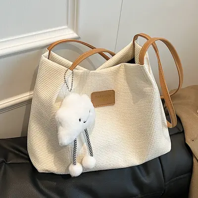 Large Capacity Women's Single Shoulder Bag, Simple Design, Commuter Tote Bucket Bag - 4