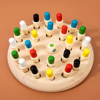 Kinder Holz Multifunktionales Memory-Schachspiel zur Förderung von Farberkennung, Gedächtnis und Kognition bei Babys, Tischspiel, pädagogisches Spielzeug
