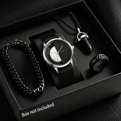 2025 Fall New Arrival Men's Watch Luxury Minimalist Sophisticated Simple Fashion Quartz Wristwatch Black Large Dial - 9