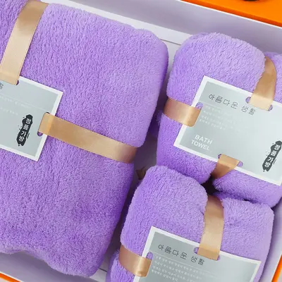 Mercan polar fleece havlu üç parçalı set - 5
