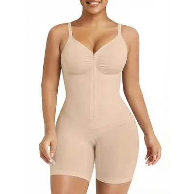 Women's Seamless Tummy Control Butt Lift Shapewear Bodysuit with Zipper