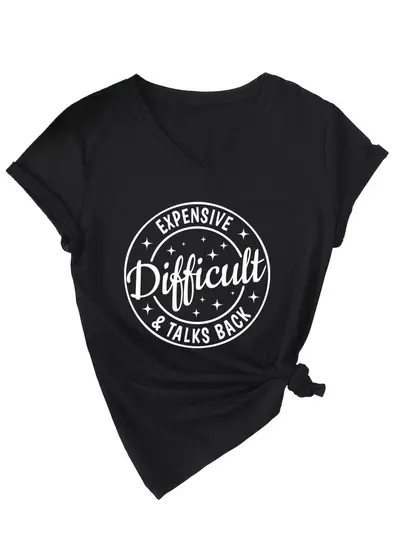 Kısa kollu V yaka kadın t-shirt, şık ve moda tasarım - 13