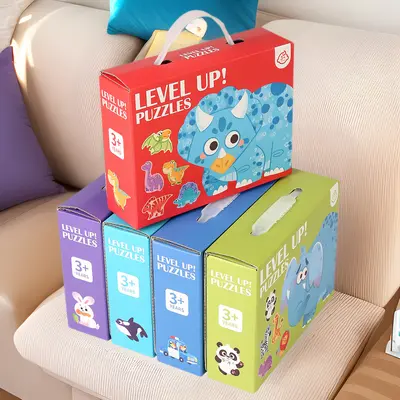 3+ six-in-one wooden puzzle gift box, for boys and girls babies, solid wood educational toy assembly, new model, 60 pieces