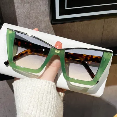 Gold-Accent Cat-Eye Sunglasses, UV400 Protection, Minimalist